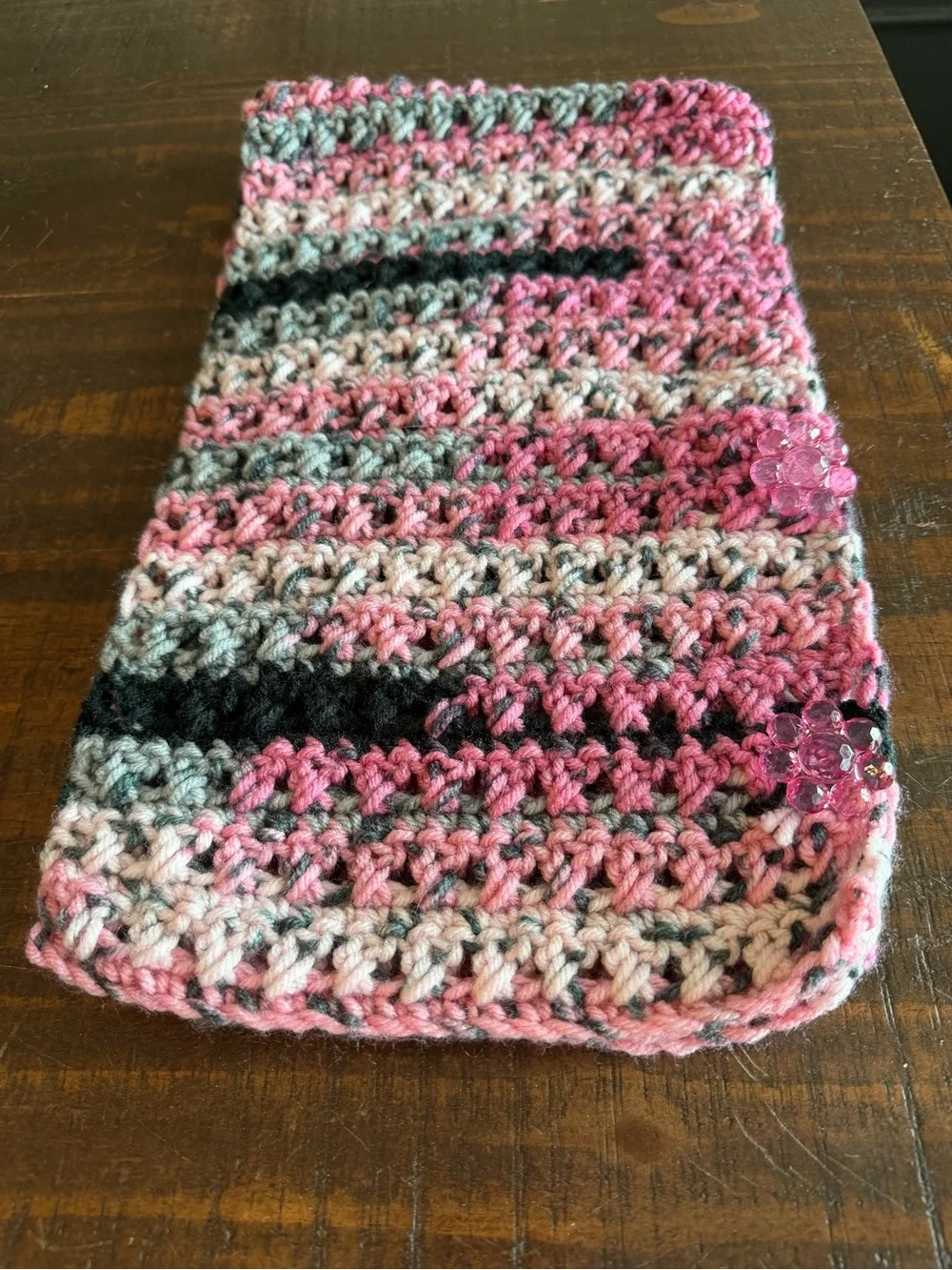 Handcrafted Pink & Gray Crochet Cowl NWOT